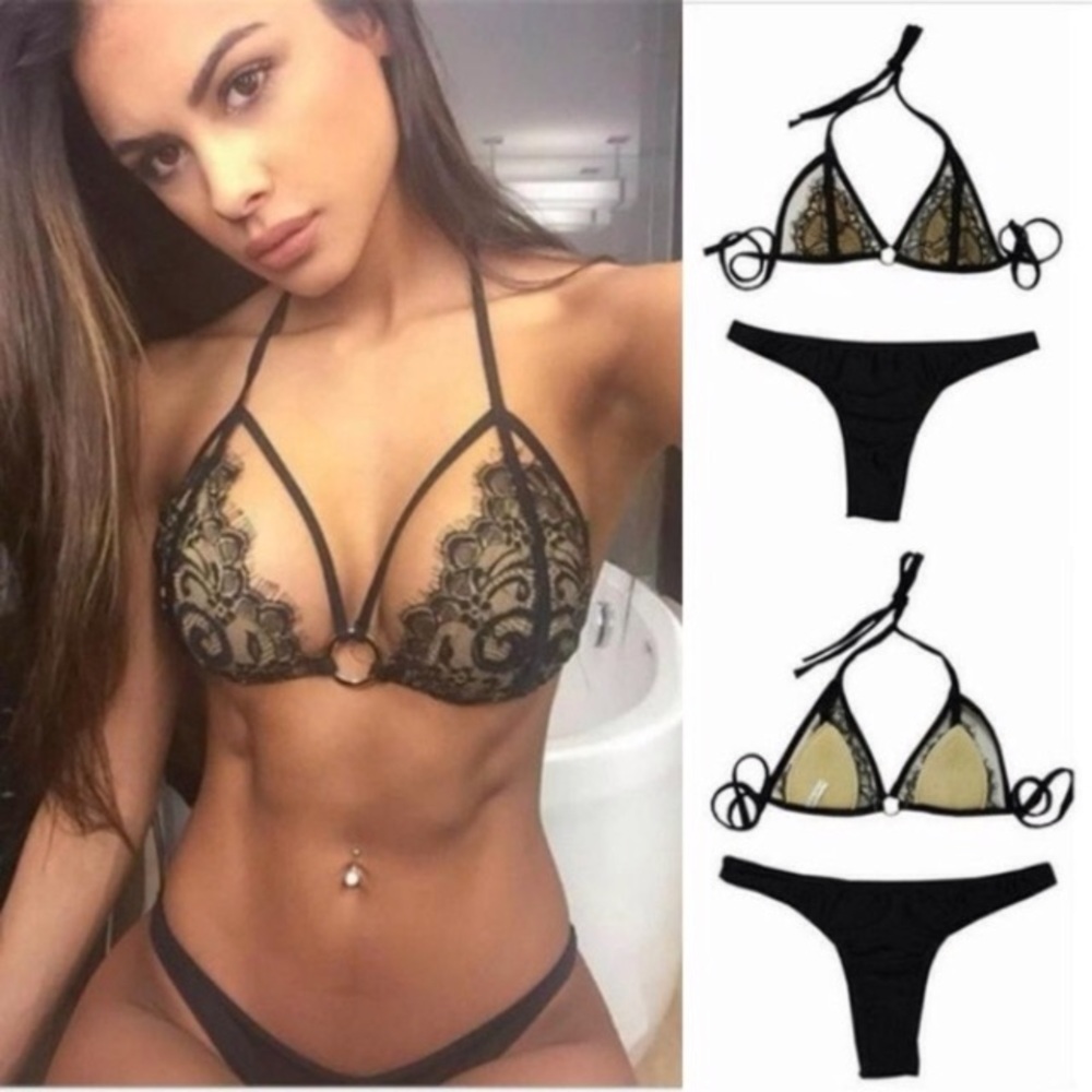 Elegant Black Lace Bikini Set